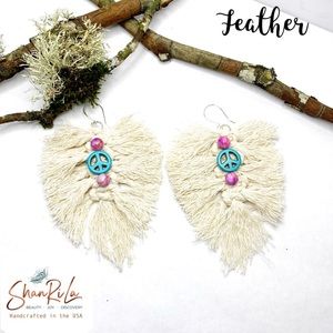 NWT ShanRiLa Turquoise & Jasper Feather Earrings
